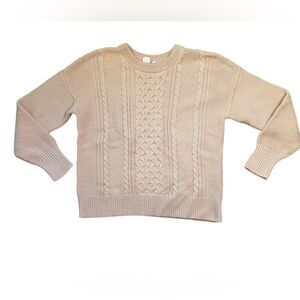 GAP Pale Pink Cotton Cable Knit Crew Neck Sweater